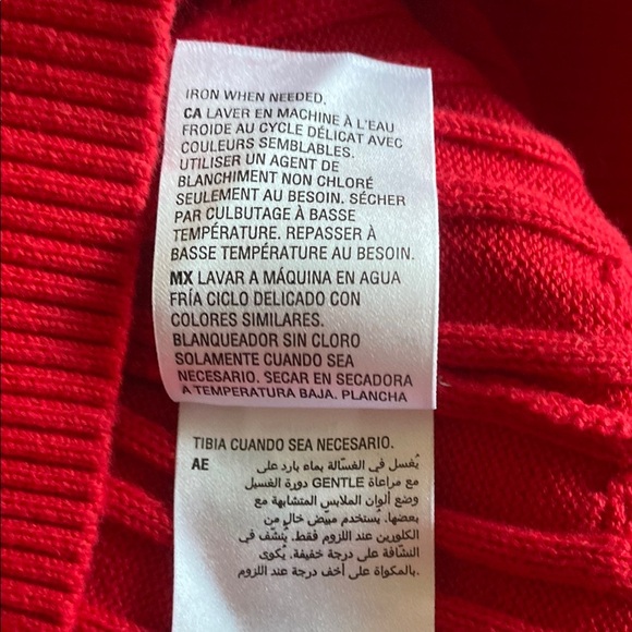 Style & Co Red V-Neck Sweater Cable Knit 100%Cotton - Picture 7 of 8